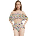 Floral Flowers Leaves Tropical Pattern Halter Flowy Bikini Set  View1