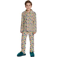 Floral Flowers Leaves Tropical Pattern Kids  Long Sleeve Velvet Pajamas Set by Maspions