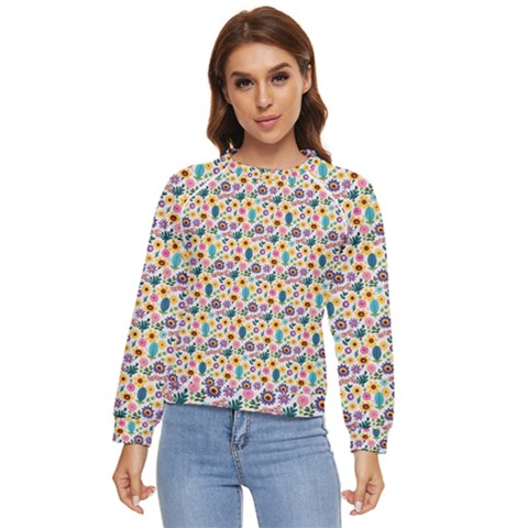 Floral Flowers Leaves Tropical Pattern Women s Long Sleeve Raglan T-shirt by Maspions