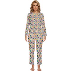 Floral Flowers Leaves Tropical Pattern Womens  Long Sleeve Lightweight Pajamas Set