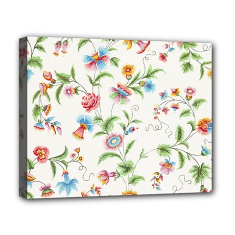 Vintage Floral Flower Pattern Art Nature Blooming Blossom Botanical Botany Deluxe Canvas 20  X 16  (stretched) by Maspions