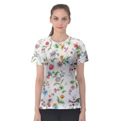 Vintage Floral Flower Pattern Art Nature Blooming Blossom Botanical Botany Women s Sport Mesh T-shirt