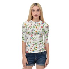 Vintage Floral Flower Pattern Art Nature Blooming Blossom Botanical Botany Quarter Sleeve Raglan T-shirt