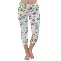 Vintage Floral Flower Pattern Art Nature Blooming Blossom Botanical Botany Capri Winter Leggings 