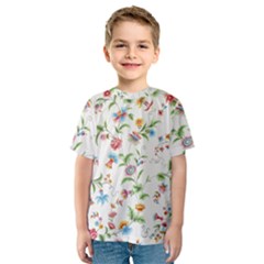 Vintage Floral Flower Pattern Art Nature Blooming Blossom Botanical Botany Kids  Sport Mesh T-shirt