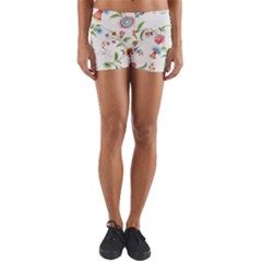 Vintage Floral Flower Pattern Art Nature Blooming Blossom Botanical Botany Yoga Shorts