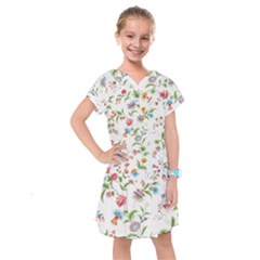 Vintage Floral Flower Pattern Art Nature Blooming Blossom Botanical Botany Kids  Drop Waist Dress