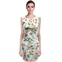 Vintage Floral Flower Pattern Art Nature Blooming Blossom Botanical Botany Sleeveless Velvet Midi Dress