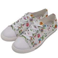 Vintage Floral Flower Pattern Art Nature Blooming Blossom Botanical Botany Women s Low Top Canvas Sneakers