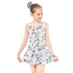 Vintage Floral Flower Pattern Art Nature Blooming Blossom Botanical Botany Kids  Skater Dress Swimsuit