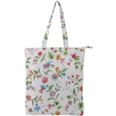 Vintage Floral Flower Pattern Art Nature Blooming Blossom Botanical Botany Double Zip Up Tote Bag by Maspions