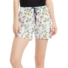 Vintage Floral Flower Pattern Art Nature Blooming Blossom Botanical Botany Women s Runner Shorts