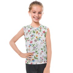 Vintage Floral Flower Pattern Art Nature Blooming Blossom Botanical Botany Kids  Mesh Tank Top