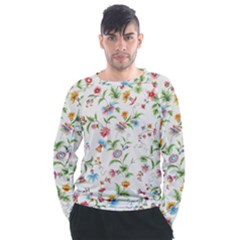 Vintage Floral Flower Pattern Art Nature Blooming Blossom Botanical Botany Men s Long Sleeve Raglan T-shirt