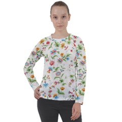 Vintage Floral Flower Pattern Art Nature Blooming Blossom Botanical Botany Women s Long Sleeve Raglan T-shirt