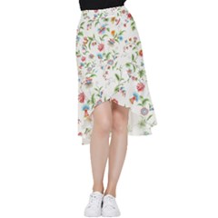 Vintage Floral Flower Pattern Art Nature Blooming Blossom Botanical Botany Frill Hi Low Chiffon Skirt