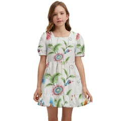 Vintage Floral Flower Pattern Art Nature Blooming Blossom Botanical Botany Kids  Short Sleeve Dolly Dress