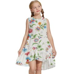 Vintage Floral Flower Pattern Art Nature Blooming Blossom Botanical Botany Kids  Frill Swing Dress