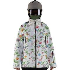 Vintage Floral Flower Pattern Art Nature Blooming Blossom Botanical Botany Men s Zip Ski And Snowboard Waterproof Breathable Jacket by Maspions