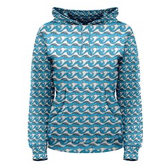 Blue Wave Sea Ocean Pattern Background Beach Nature Water Women s Pullover Hoodie