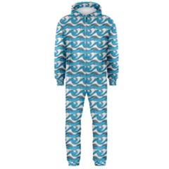 Blue Wave Sea Ocean Pattern Background Beach Nature Water Hooded Jumpsuit (men)