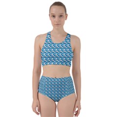 Blue Wave Sea Ocean Pattern Background Beach Nature Water Racer Back Bikini Set