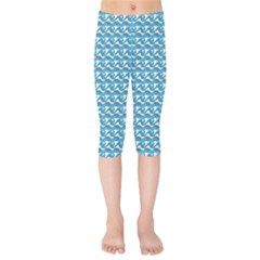 Blue Wave Sea Ocean Pattern Background Beach Nature Water Kids  Capri Leggings 