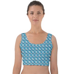 Blue Wave Sea Ocean Pattern Background Beach Nature Water Velvet Crop Top