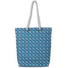 Blue Wave Sea Ocean Pattern Background Beach Nature Water Full Print Rope Handle Tote (small)