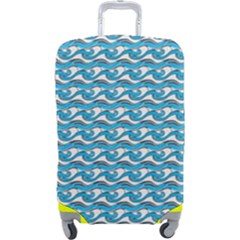 Blue Wave Sea Ocean Pattern Background Beach Nature Water Luggage Cover (large)