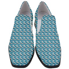 Blue Wave Sea Ocean Pattern Background Beach Nature Water Women Slip On Heel Loafers by Maspions