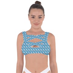 Blue Wave Sea Ocean Pattern Background Beach Nature Water Bandaged Up Bikini Top