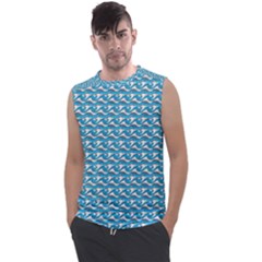 Blue Wave Sea Ocean Pattern Background Beach Nature Water Men s Regular Tank Top