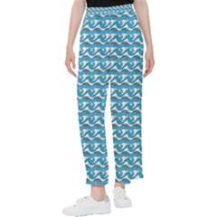 Blue Wave Sea Ocean Pattern Background Beach Nature Water Women s Pants 