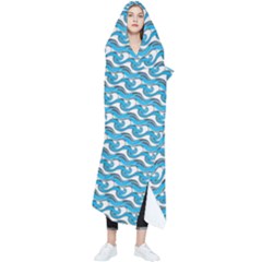 Blue Wave Sea Ocean Pattern Background Beach Nature Water Wearable Blanket