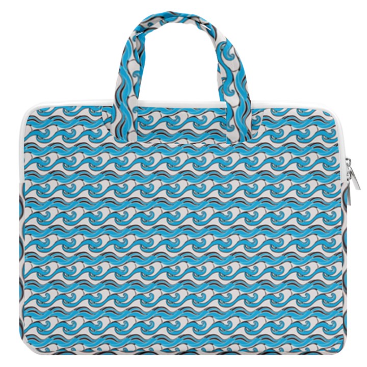 Blue Wave Sea Ocean Pattern Background Beach Nature Water MacBook Pro 16  Double Pocket Laptop Bag 