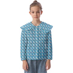 Blue Wave Sea Ocean Pattern Background Beach Nature Water Kids  Peter Pan Collar Blouse