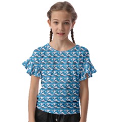 Blue Wave Sea Ocean Pattern Background Beach Nature Water Kids  Cut Out Flutter Sleeves by Maspions