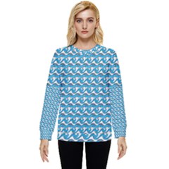 Blue Wave Sea Ocean Pattern Background Beach Nature Water Hidden Pocket Sweatshirt