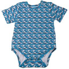 Blue Wave Sea Ocean Pattern Background Beach Nature Water Baby Short Sleeve Bodysuit