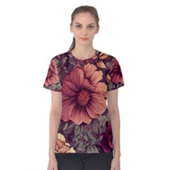 Flowers Pattern Texture Design Nature Art Colorful Surface Vintage Women s Cotton T-shirt