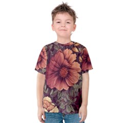 Flowers Pattern Texture Design Nature Art Colorful Surface Vintage Kids  Cotton T-shirt