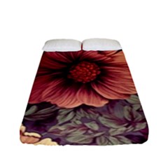 Flowers Pattern Texture Design Nature Art Colorful Surface Vintage Fitted Sheet (full/ Double Size)