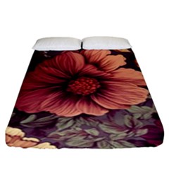 Flowers Pattern Texture Design Nature Art Colorful Surface Vintage Fitted Sheet (king Size)