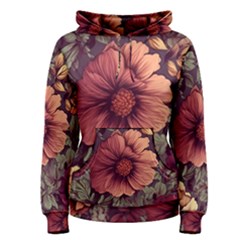 Flowers Pattern Texture Design Nature Art Colorful Surface Vintage Women s Pullover Hoodie