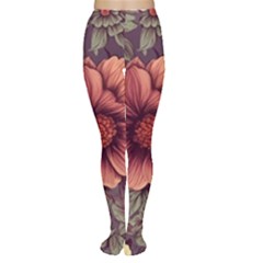 Flowers Pattern Texture Design Nature Art Colorful Surface Vintage Tights by Maspions