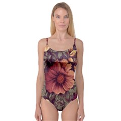 Flowers Pattern Texture Design Nature Art Colorful Surface Vintage Camisole Leotard  by Maspions