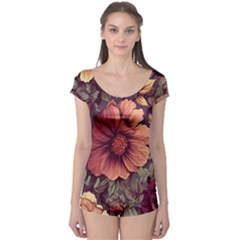 Flowers Pattern Texture Design Nature Art Colorful Surface Vintage Boyleg Leotard  by Maspions