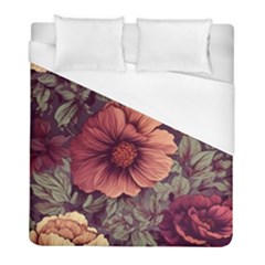 Flowers Pattern Texture Design Nature Art Colorful Surface Vintage Duvet Cover (full/ Double Size)