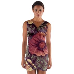 Flowers Pattern Texture Design Nature Art Colorful Surface Vintage Wrap Front Bodycon Dress